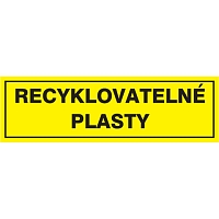 Značka RECYKLOVATELNÉ PLASTY, samolepicí fólie, 290 × 85 mm